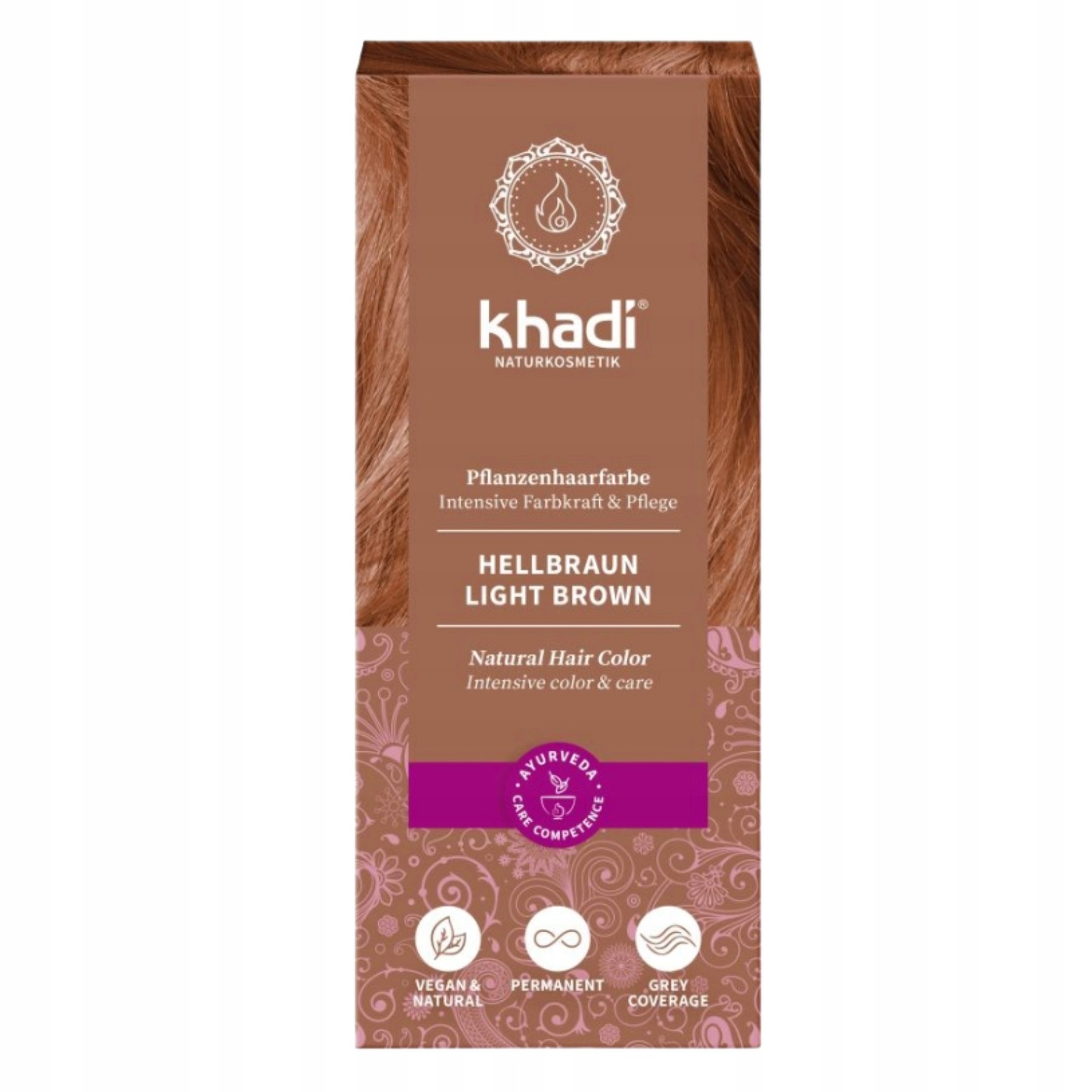 Khadi Jasny Brąz naturalna henna do włosów ziołowa farba roślinna 100 g