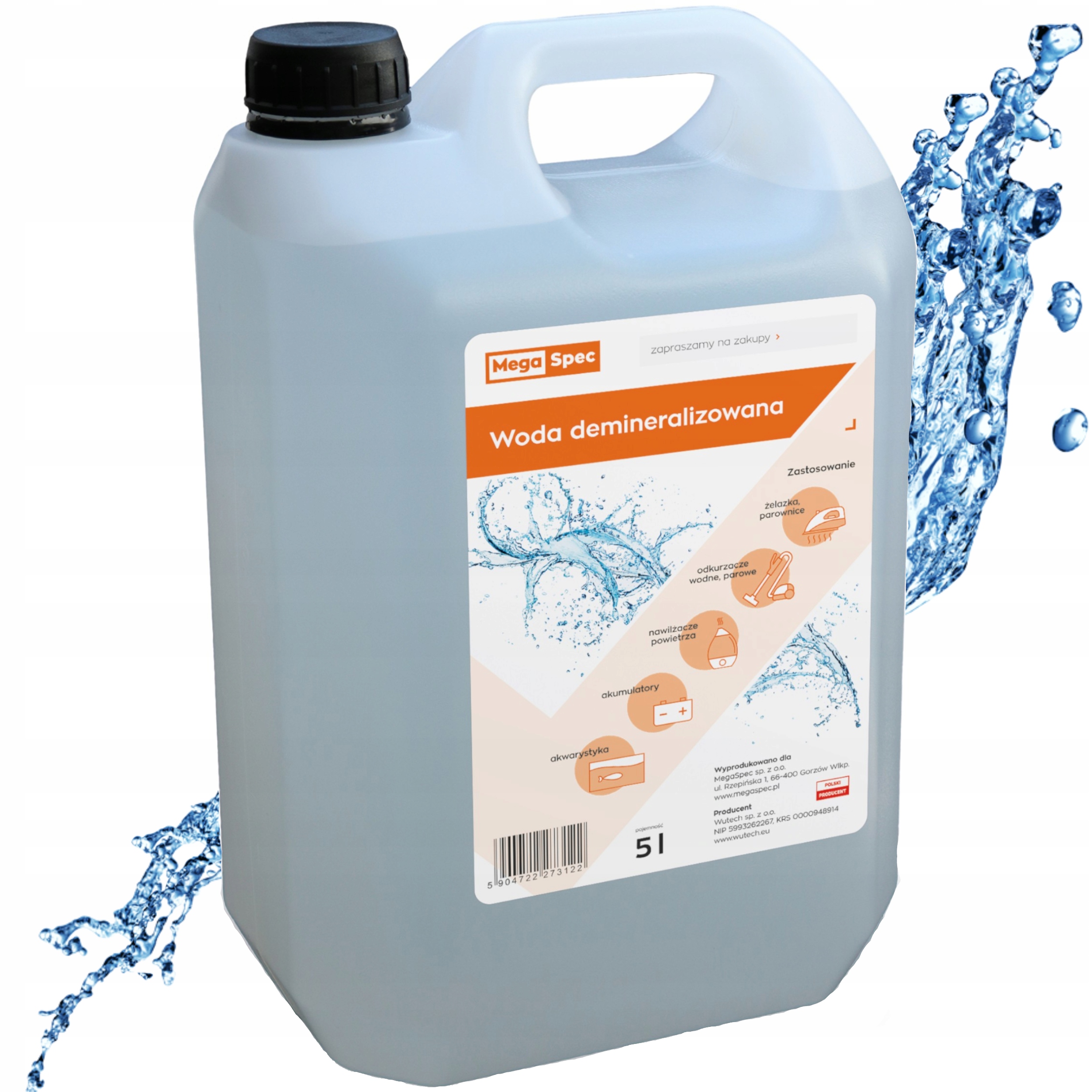 Woda demineralizowana destylowana 5L Megaspec