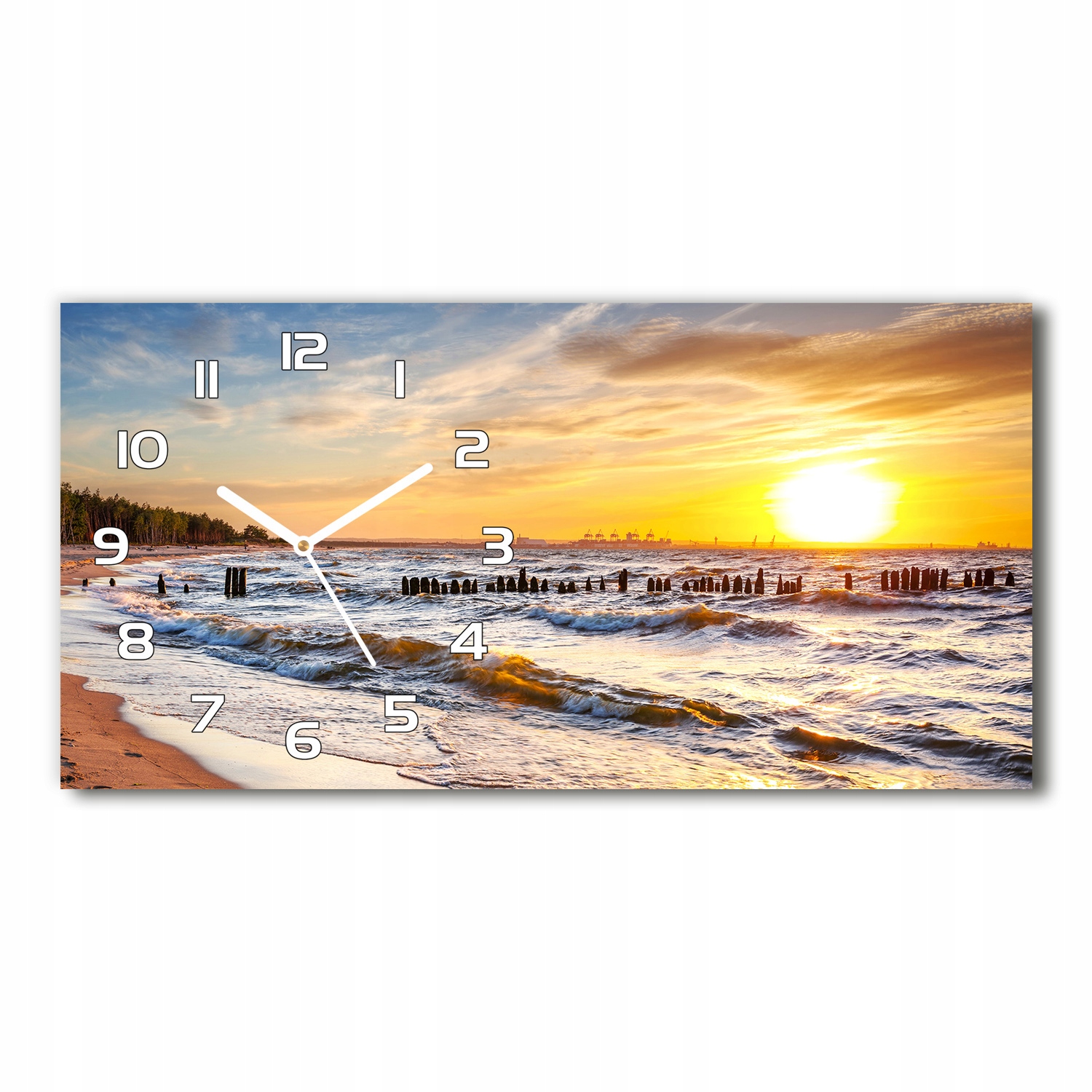 

Zegar ścienny szklany Zachód słońca plaża 60x30 cm