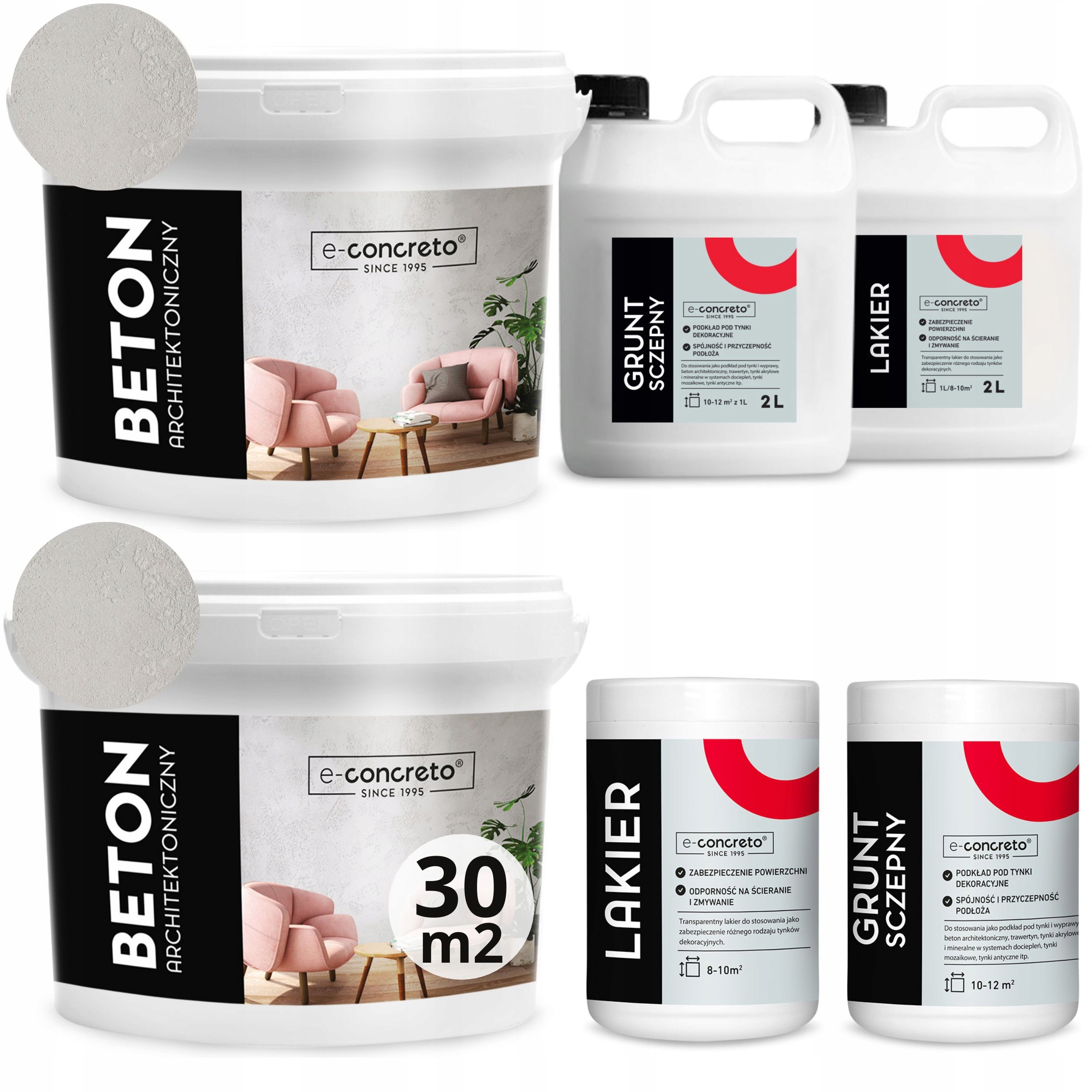 Beton Zestaw 30m2 Szary Beż Grunt Beton Lakier