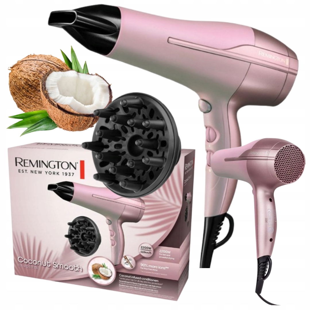 Suszarka Do Włosów Remington Dyfuzor+koncentrator 2200 W 90% Więcej Jonów