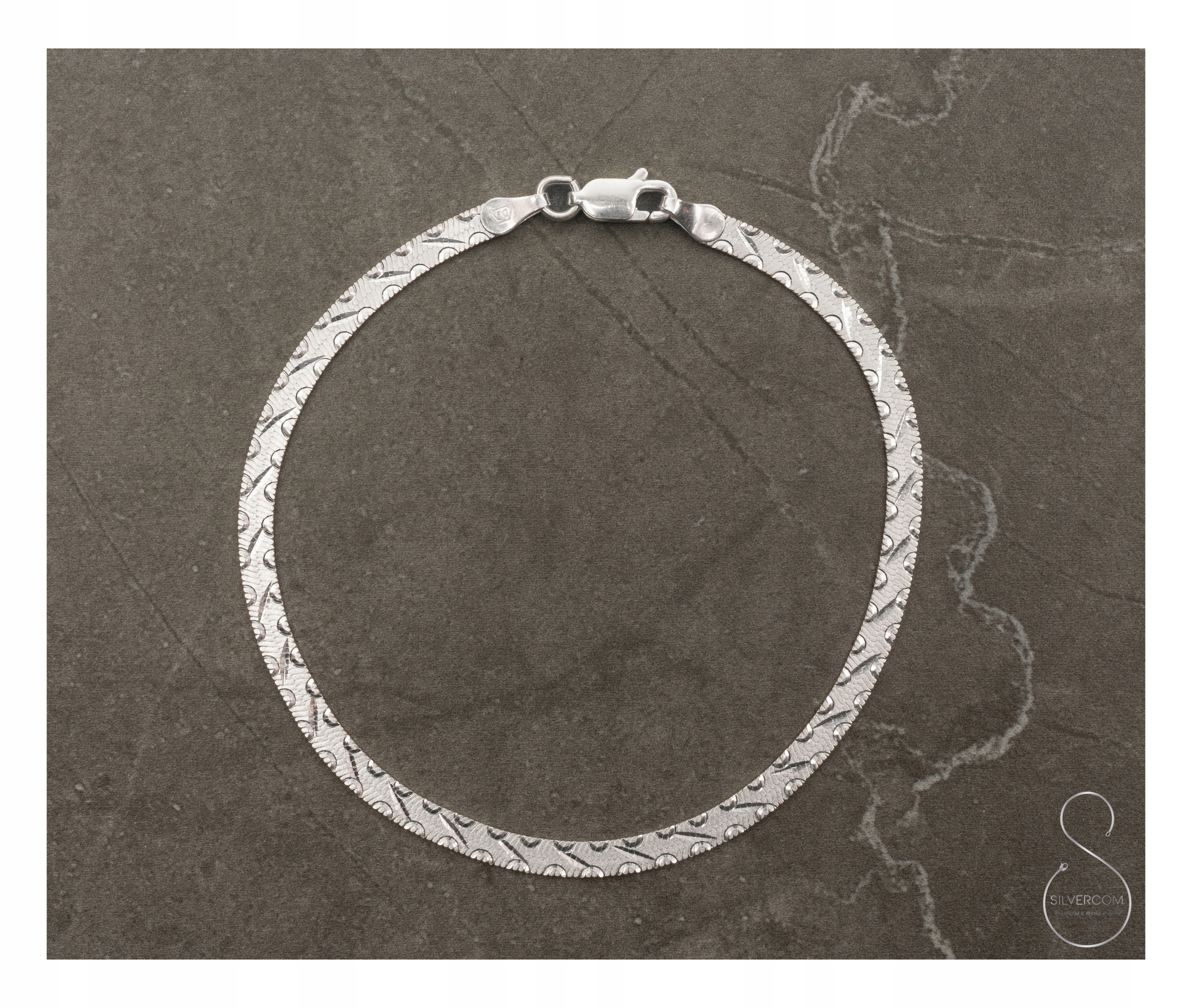 Stříbrný Náramek Ozdobná Páska Fantazijní 19 CM Jako Dárek Italská Kvalita