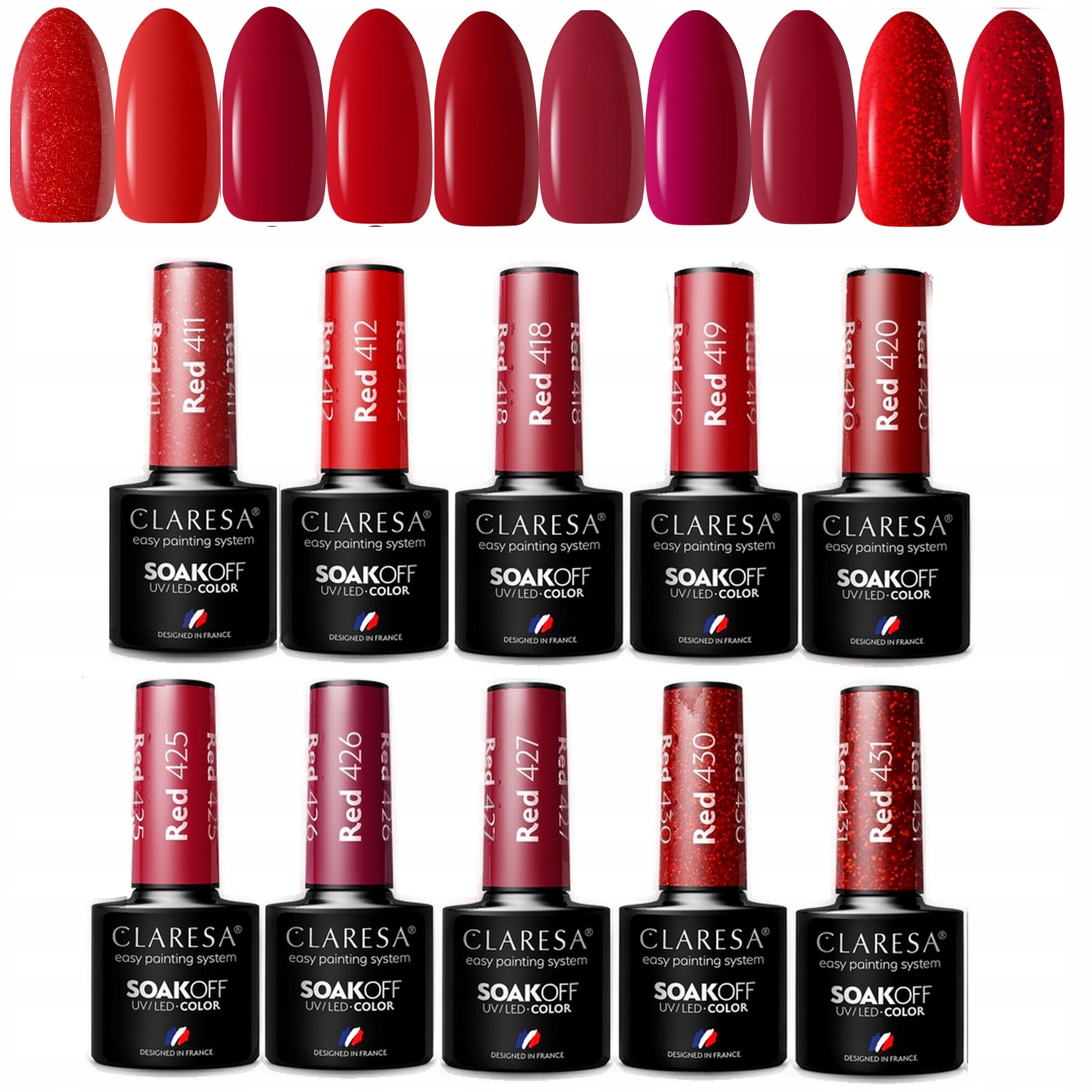 Claresa Red zestaw Kolekcja hybryd Czerwień 10 szt