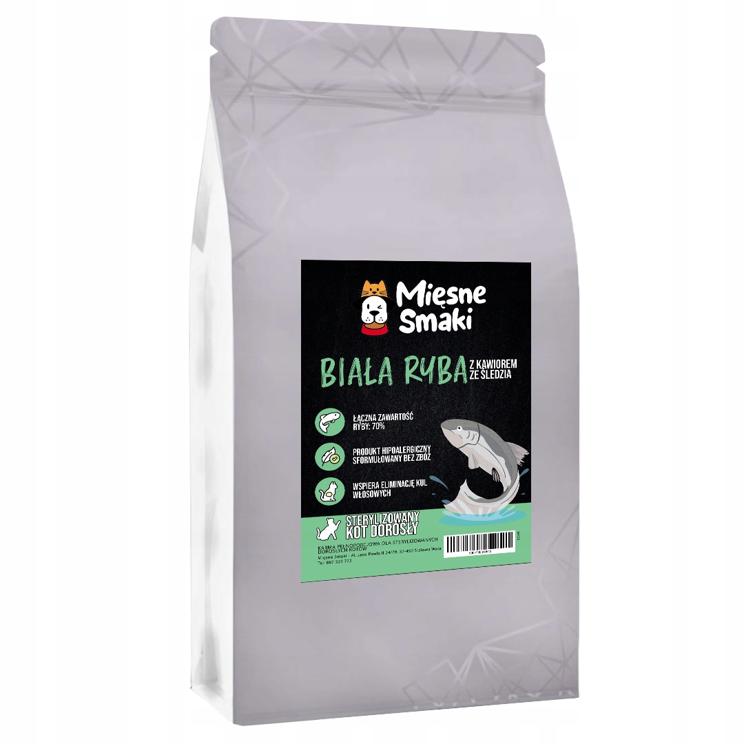 Levně Krmivo Mięsne Smaki – Bílá Ryba S Kaviárem Ze Sledě 1,5 kg