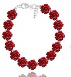 

Srebrna bransoletka koral róża srebro