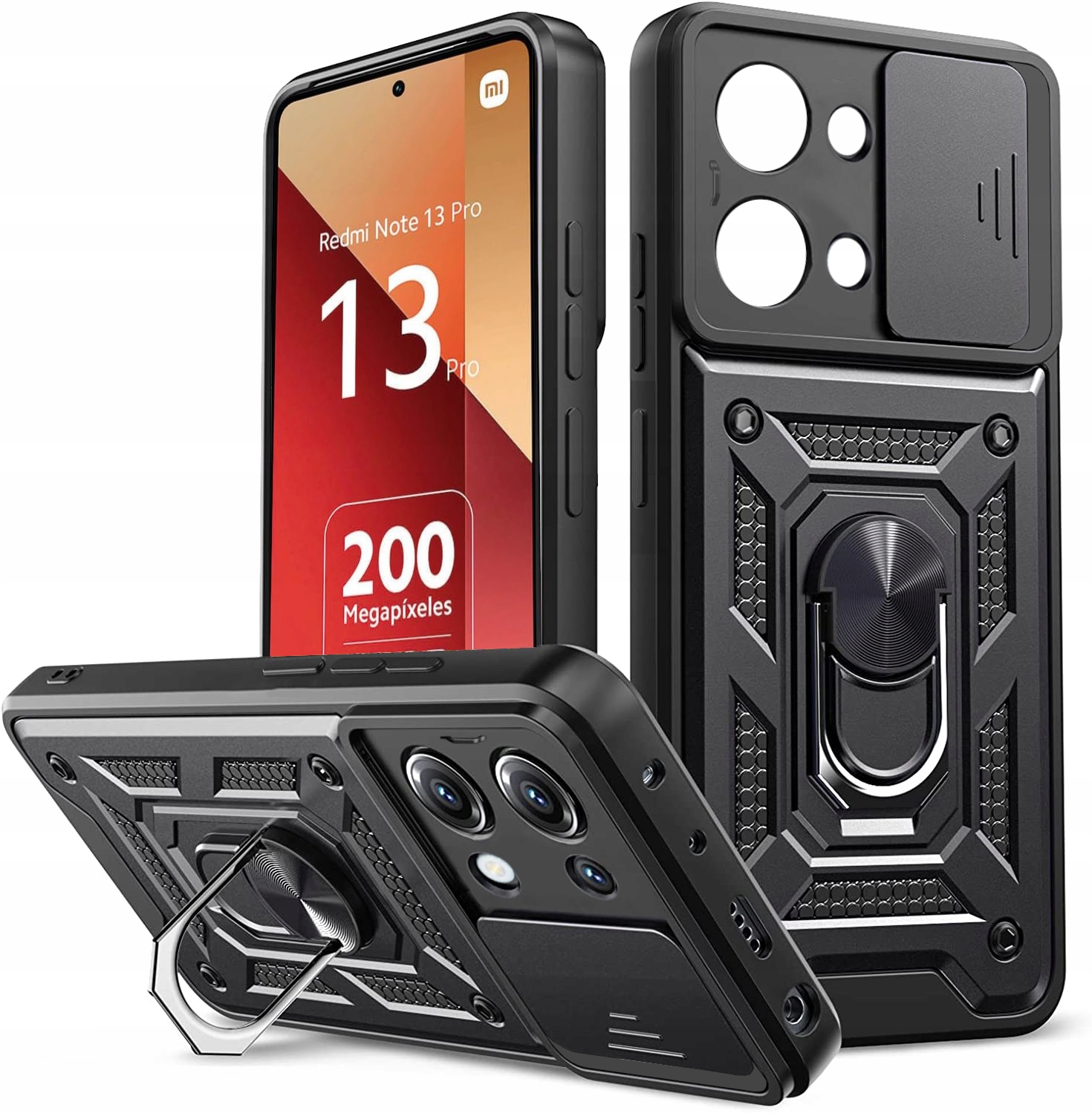 Etui do Xiaomi Redmi Note 13 PRO 4G I PANCERNE 360° RING SLIDE CASE + SZKŁO Stan opakowania oryginalne