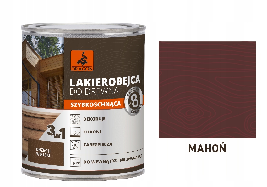 

Lakierobejca 3w1 do drewna Dragon 700 ml Mahoń