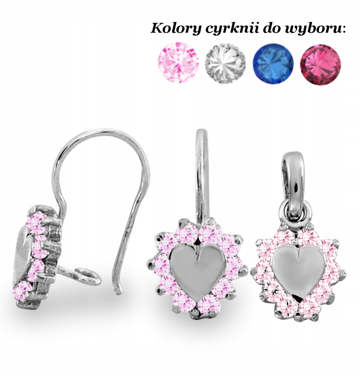 Stříbrný Set Srdíčka Různé Barvy Srdce 925