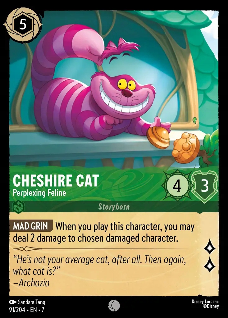 Disney Lorcana Cheshire Cat Perplexing Feline 7ARI #091 Foil