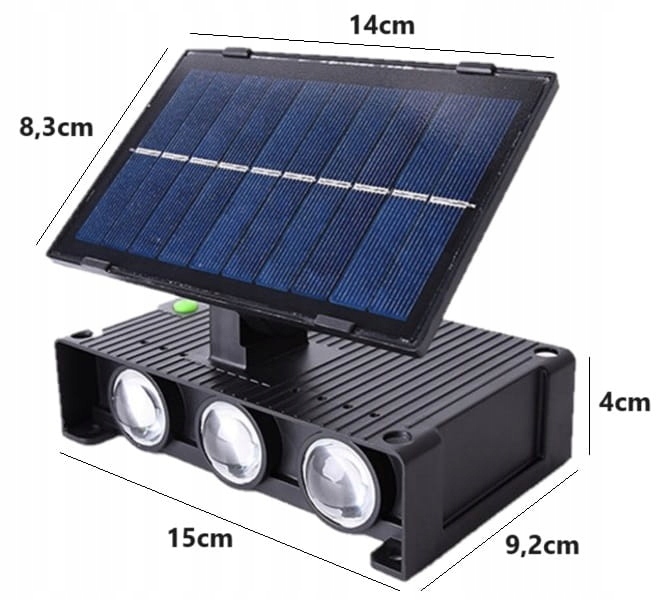 LAMPA SOLARNA zewnętrzna ścienna KINKIET oświetlenie domu WODOODPORNA Długość/wysokość 20 cm
