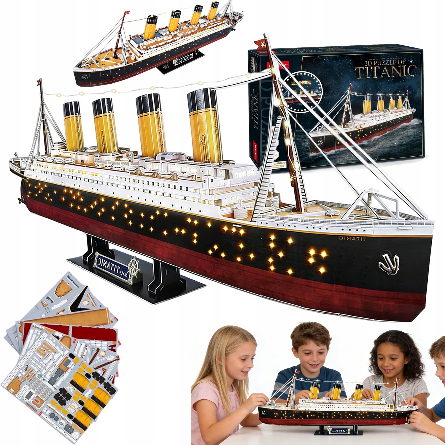 Puzzle 3D 266 Elementów. Titanic Wersja Led Dekoracja