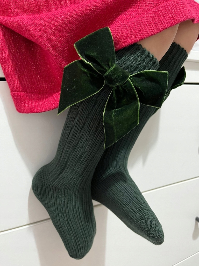 Podkolanówki skarpetki z kokardkami ZIELEŃ SESJA ŚWIĄTECZNA 80 86 92 9m-2L Marka Inna marka