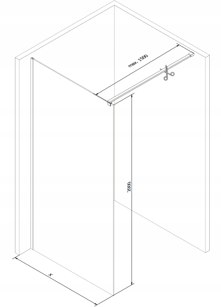 MEXEN KIOTO ŚCIANKA PRYSZNICOWA 100x200 szkło 8 mm Szerokość produktu 100 cm