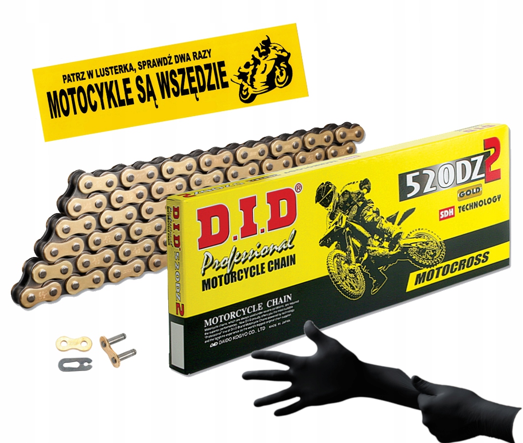 ŁAŃCUCH NAPĘDOWY DID 520 DZ 2 ZŁOTY 106 OGNIW