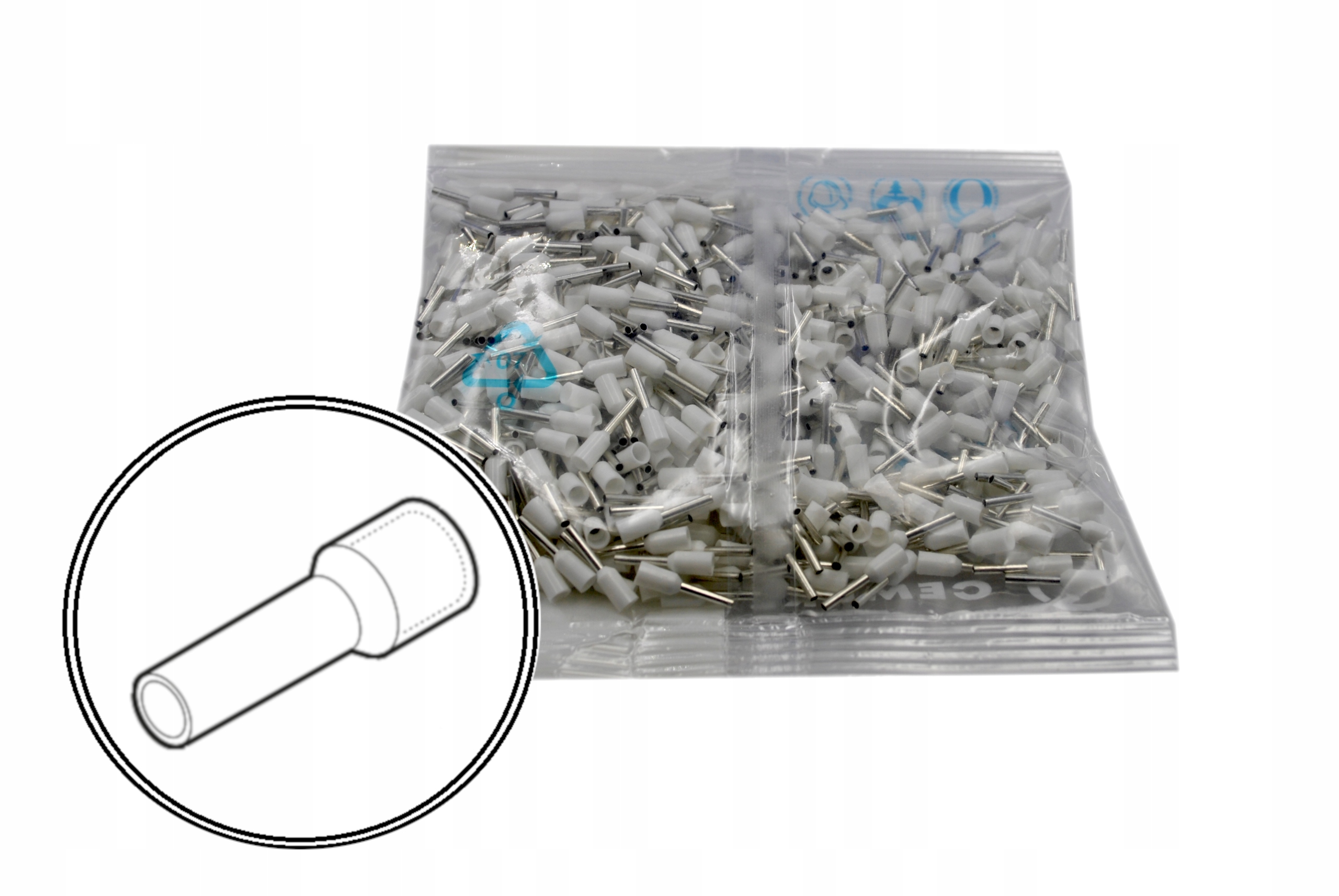 Tulejka cienkościenna izolowana 2,8mm² 8,0mm Cembre PKC7508 biała 500szt
