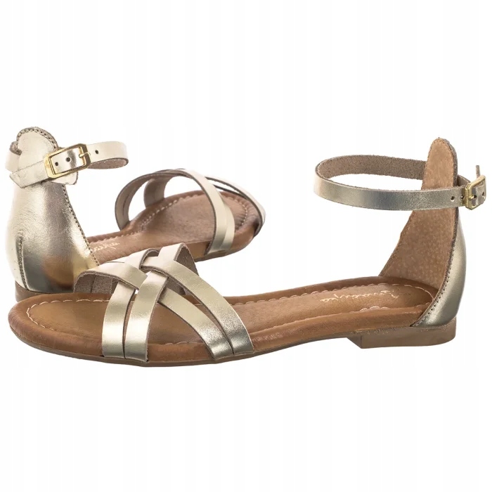 Dámské kožené sandály Maciejka Zlaté 07029-25 Gold