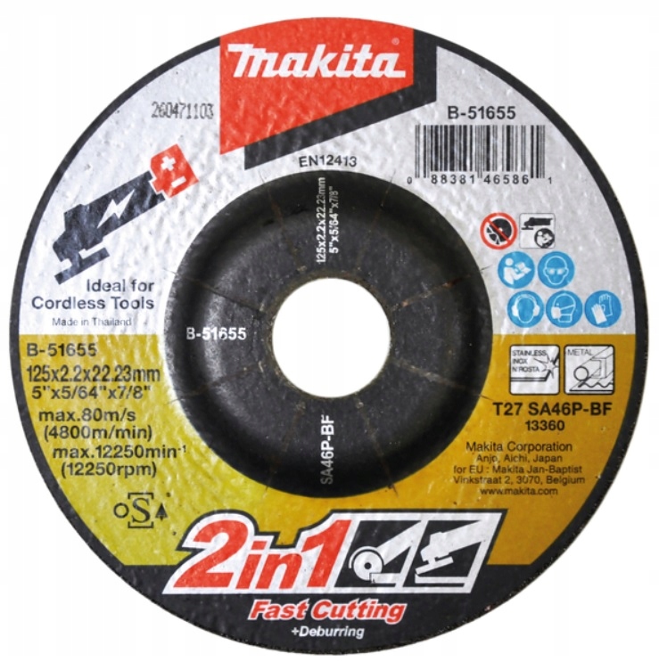 

Makita B-51655 Tarcza Szlifierska Tnąca 2w1 125mm