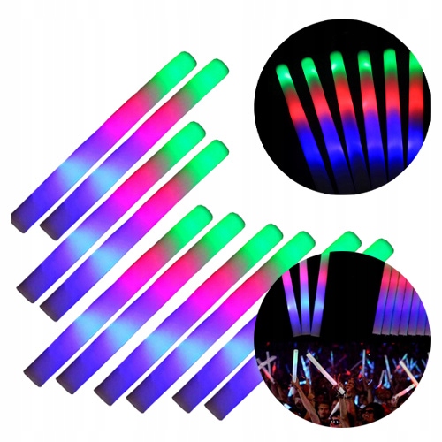 10x Świecąca Pałka Led Miecz Świetlny z Gąbki Impreza Dyskoteka Koncert