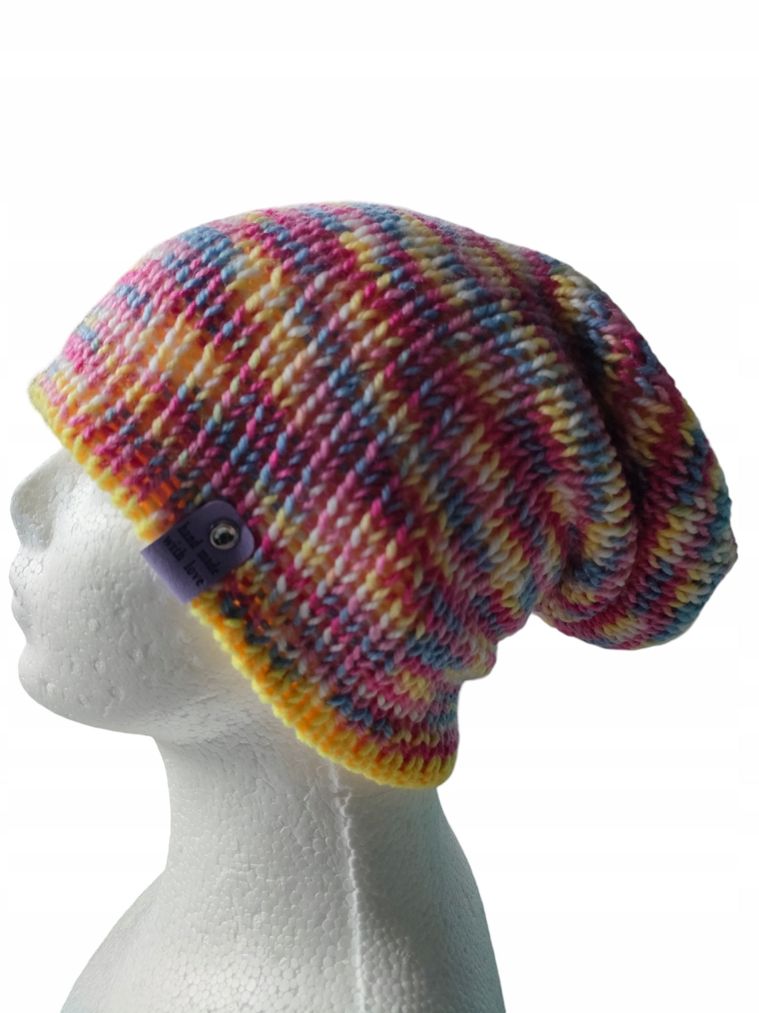 Zimní čepice oboustranná dvouvrstvá bezešvá. Ruční práce. Alpaka,akryl