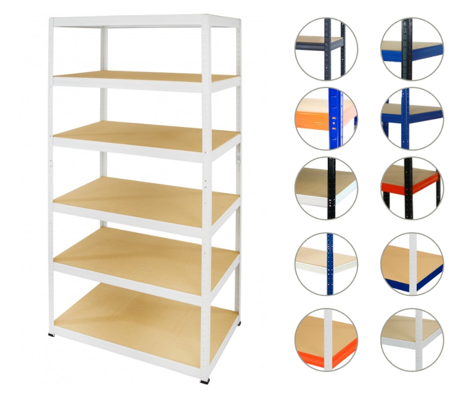 Kovový regál do nemocničního skladu Helios bílý 213x090x45 6x400 kg