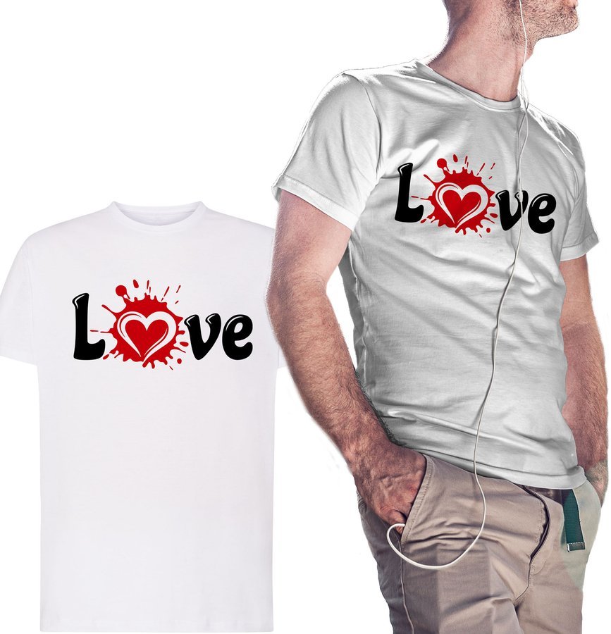 

Koszulka dla niego Love, na prezent, biała 4XL