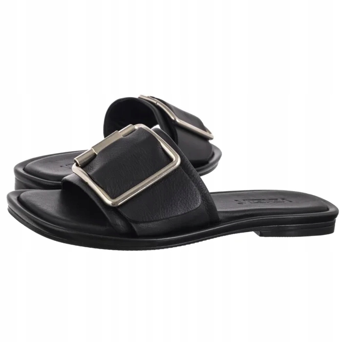 Dámské letní boty Nazouváky Venezia černé s přezkou R020LEBLOBK144