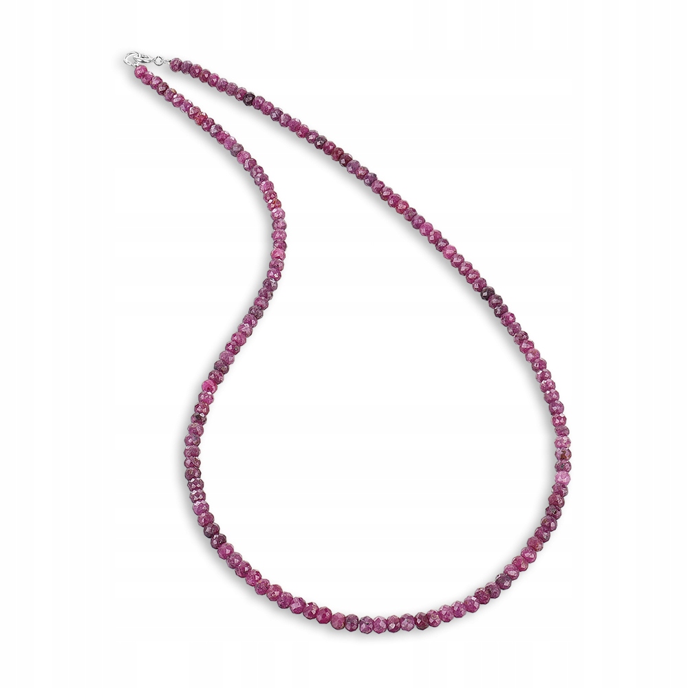Náhrdelník přírodní Rubínové fasetované pneumatiky 4 mm, zapínání stříbro 925