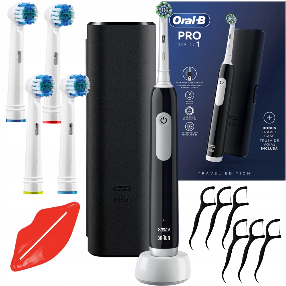 Szczoteczka Elektryczna Do Zębów Oral-b Pro Series 1 Czarna Etui Dodatki