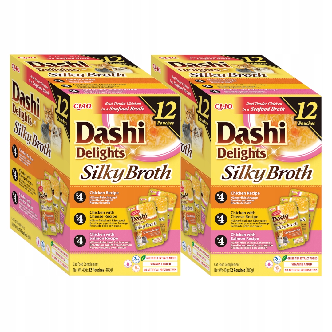 Levně Inaba Cat Dashi Delights Silky Broth 24x40g kuřecí a lososové Krmivo Pro Kočky
