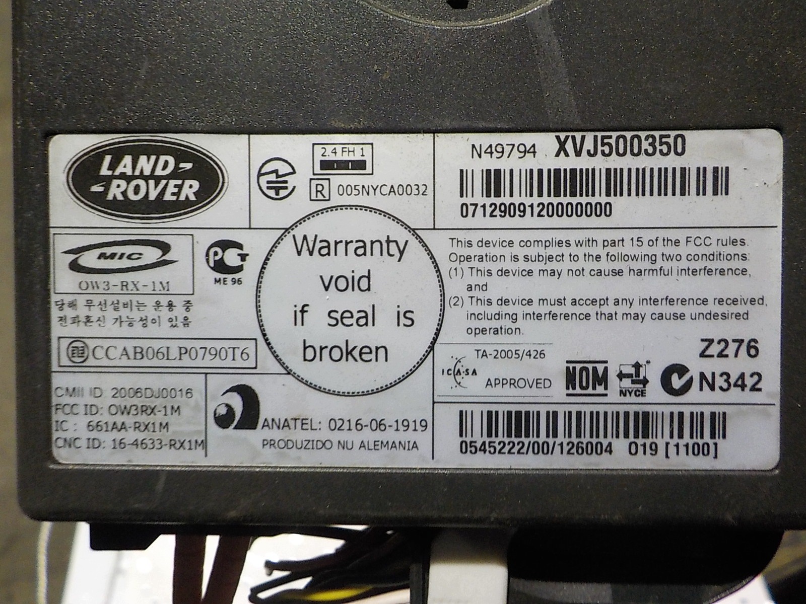 LAND ROVER RANGE ROVER SPORT modul BLUETOOTH XVJ500350 LAND