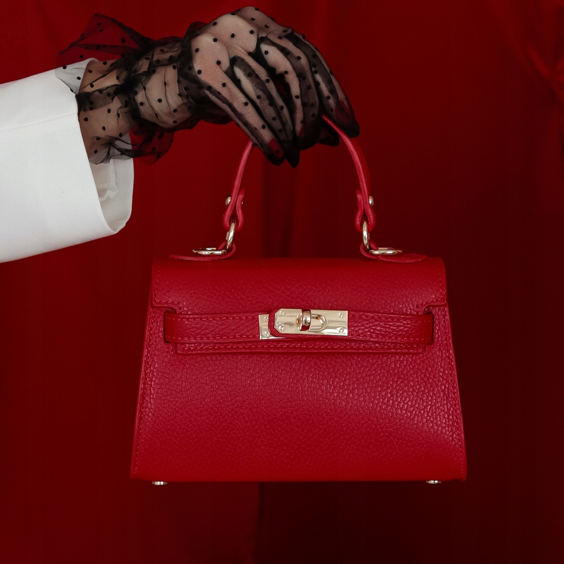 Dámská kabelka Kufřík, kůže Emily Červená