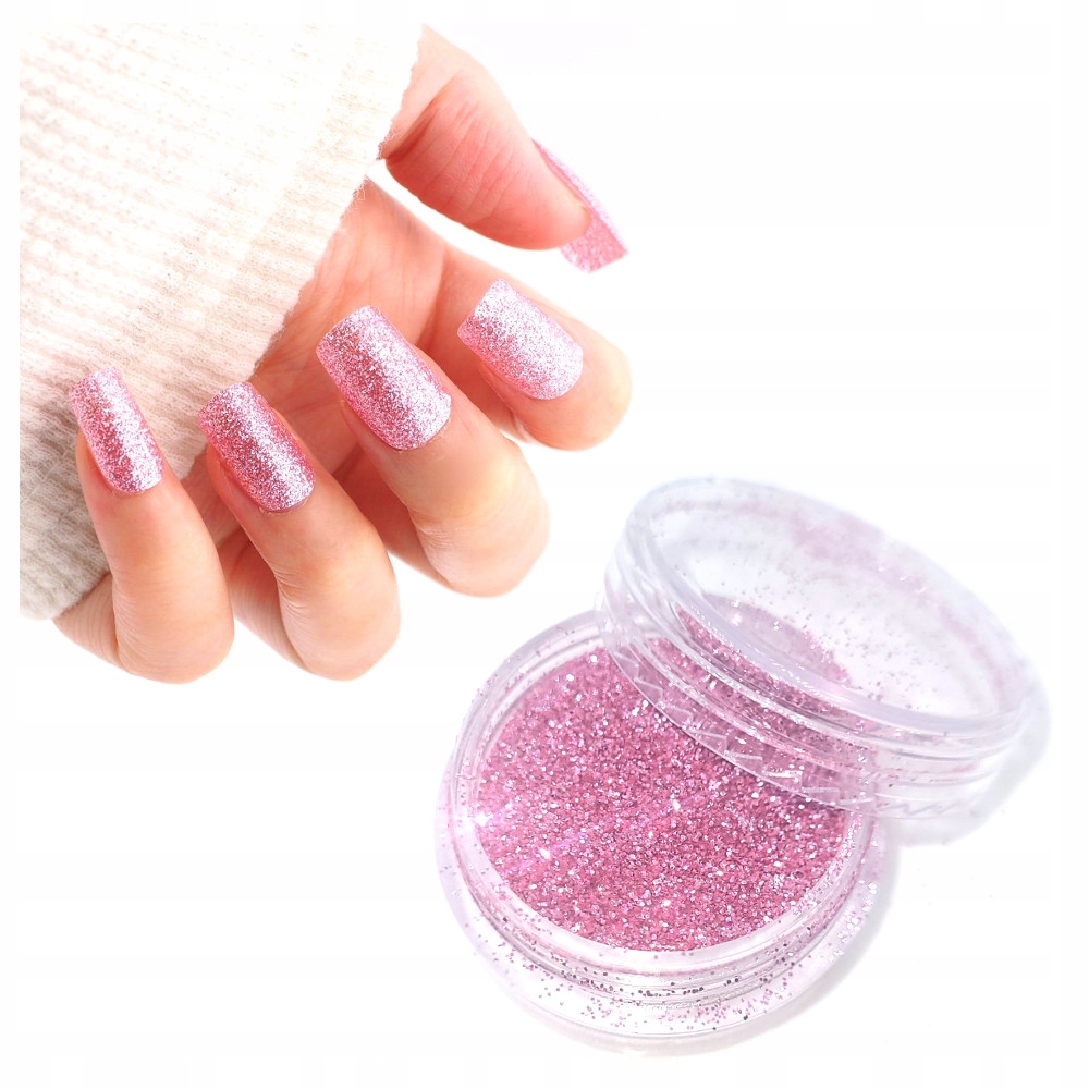 PYŁEK DO ZDOBIENIA PAZNOKCI BROKAT RÓŻOWY