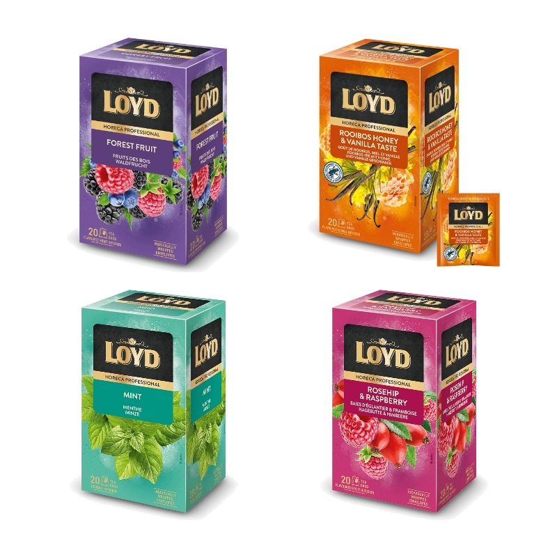Loyd Horeca Čaj 4 příchutě Šípek Máta Lesní plody Rooibos 80 sáčků