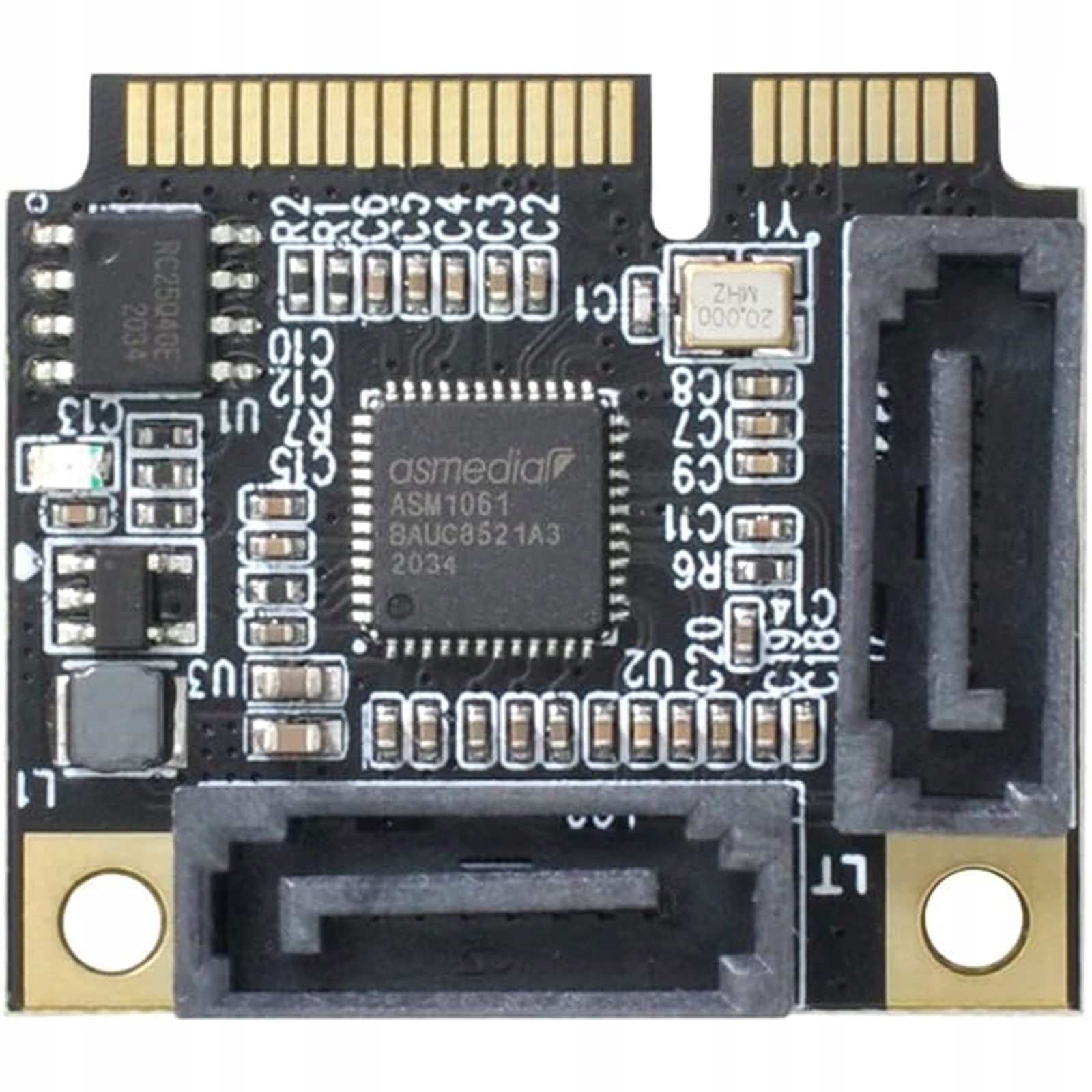 Karta adaptera Mini PCIe na SATA 3.0, konwerter SSD/HDD z dwoma portami
