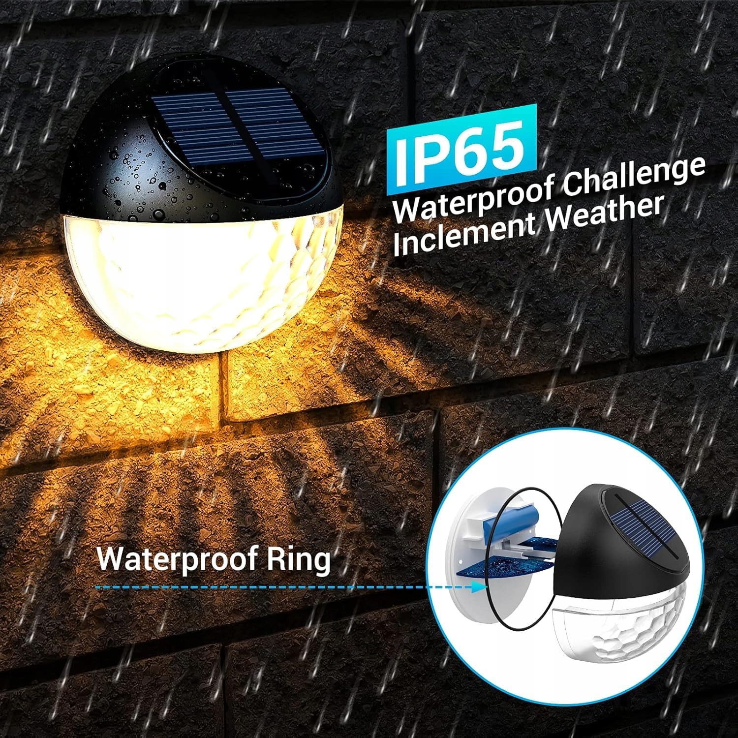 Lampy Solarne LED Ogrodowe Na Taras Balkon Ciepłe IP65 Zestaw 4 QUNTIS — miniatura 3