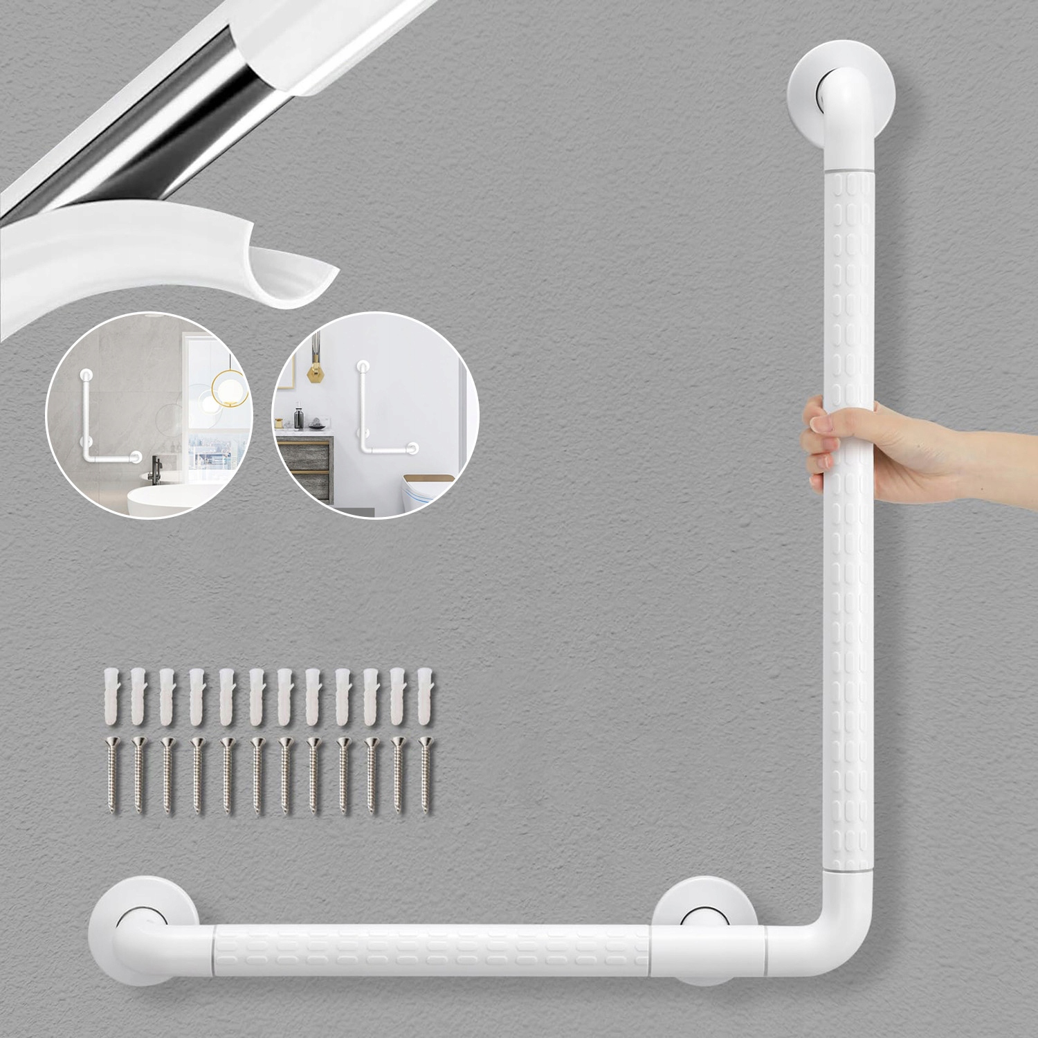 Poręcz Uchwyt do łazienki Wc Poręcz kątowa 90 st. dla niepełnosprawnych