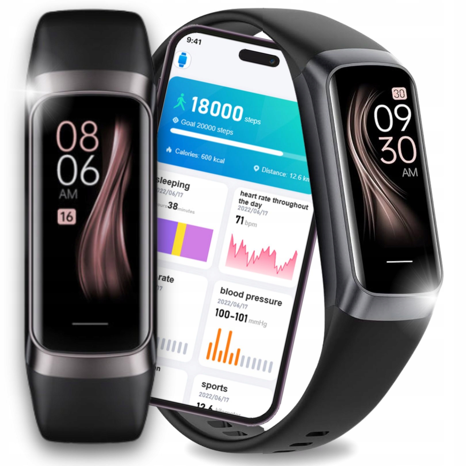 Smartband Band Smartwatch Smart Fekete Női Karszalag Férfi Menü Pl
