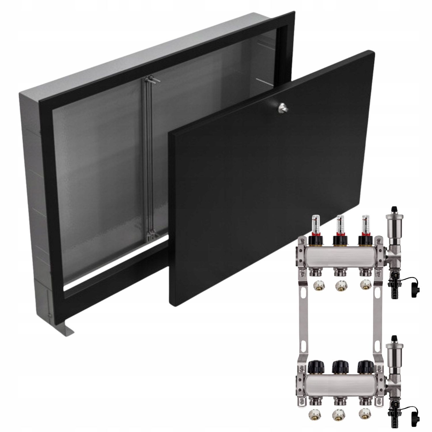 Nerezový Rozdělovač Podlahových Krytin 3+ Podomítkový Box Černý Pex