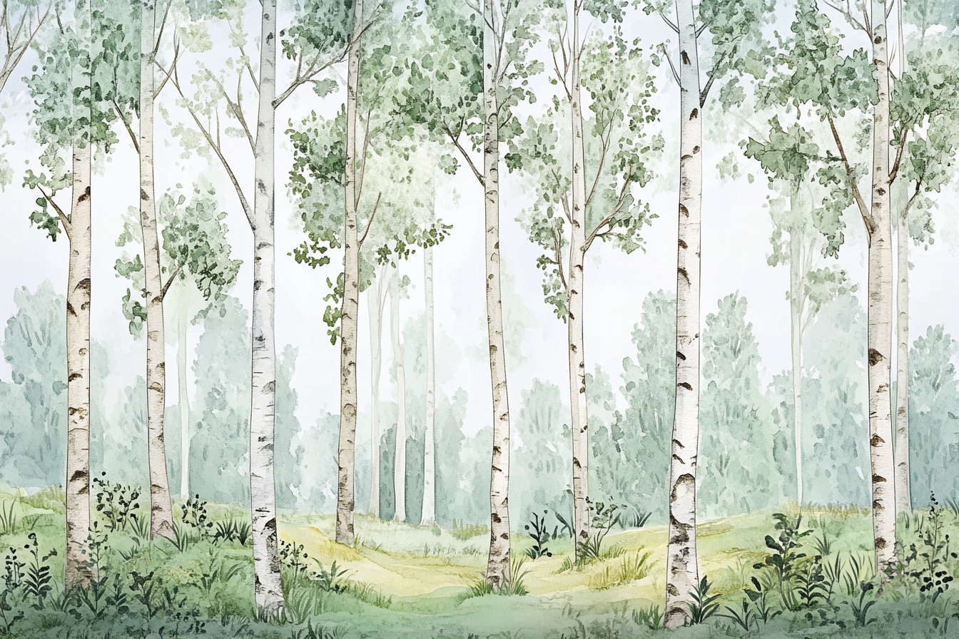 Fototapeta Flizelina Krajina Zeleň Les Park Stromy Břízy 416x290 130g