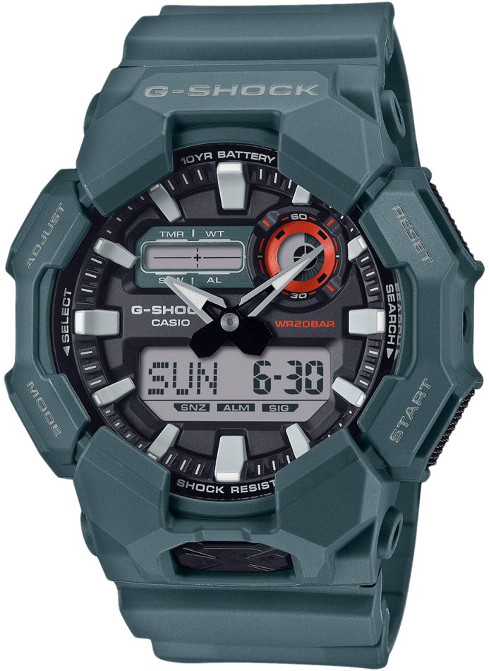 Hodinky pánské G-shock GA-010-2AER zelené sportovní nárazuvzdorné
