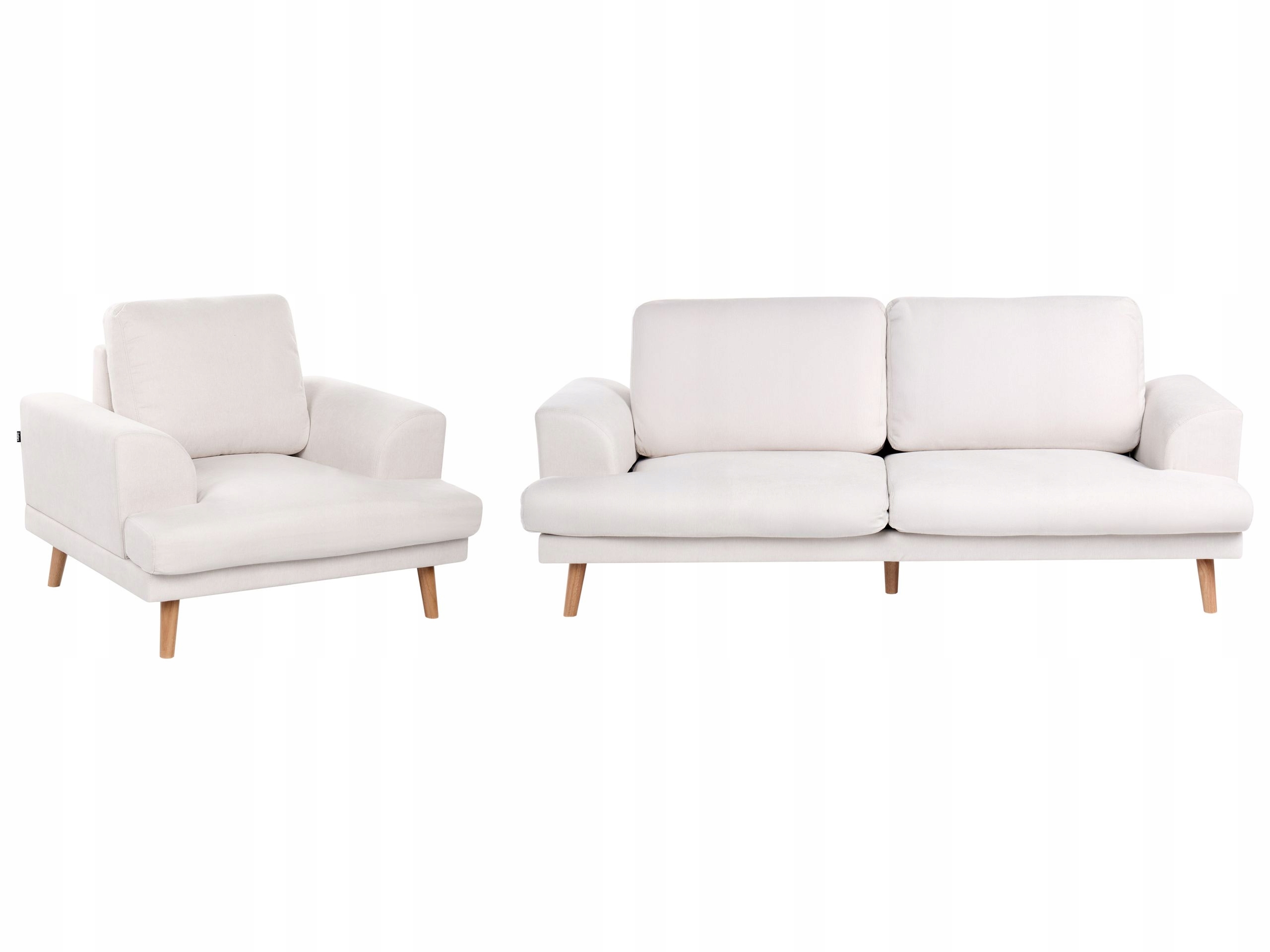 Komplet wypoczynkowy 4-osobowy sofa i fotel tapicerowane jasnobeżowy