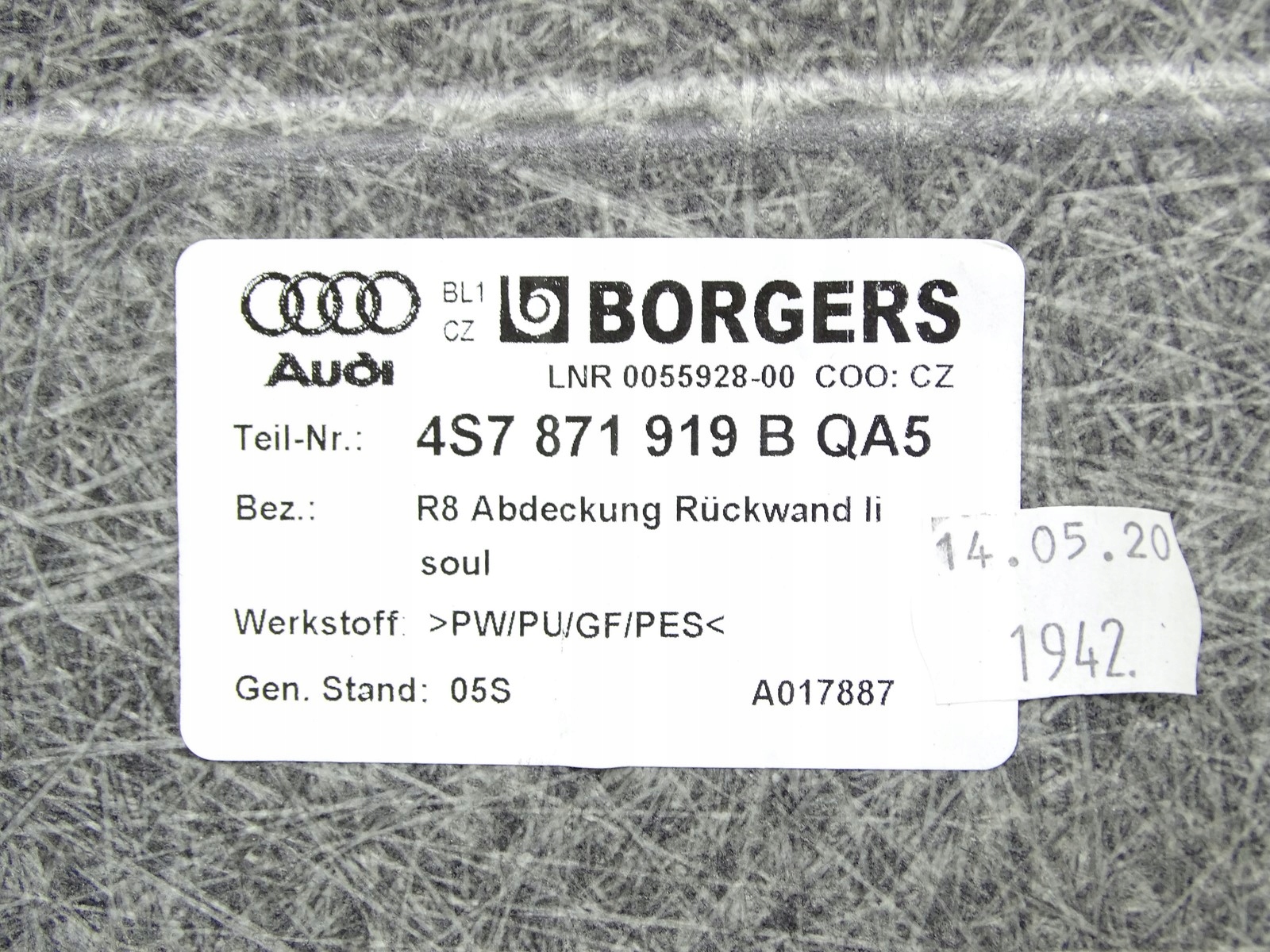 левый задний Audi R8 4S 16- SPYDER 4S7871919B европа