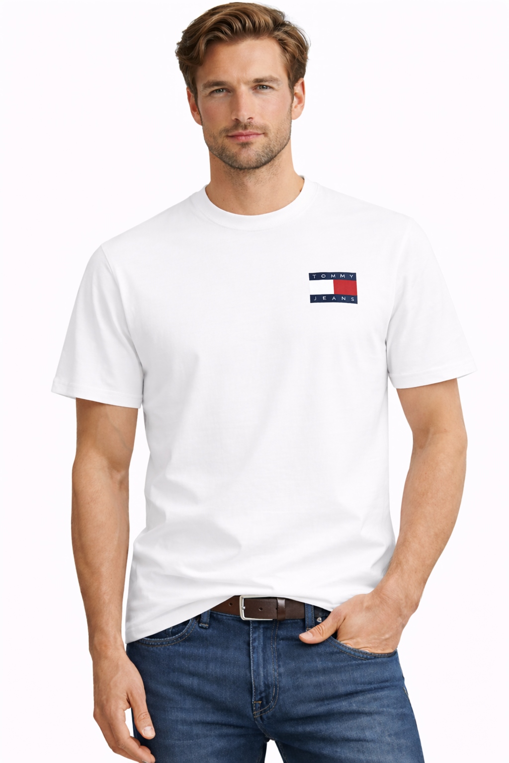 Tommy Jeans T-shirt Koszulka Męska DM0DM20740_YBR bawełna biała logo