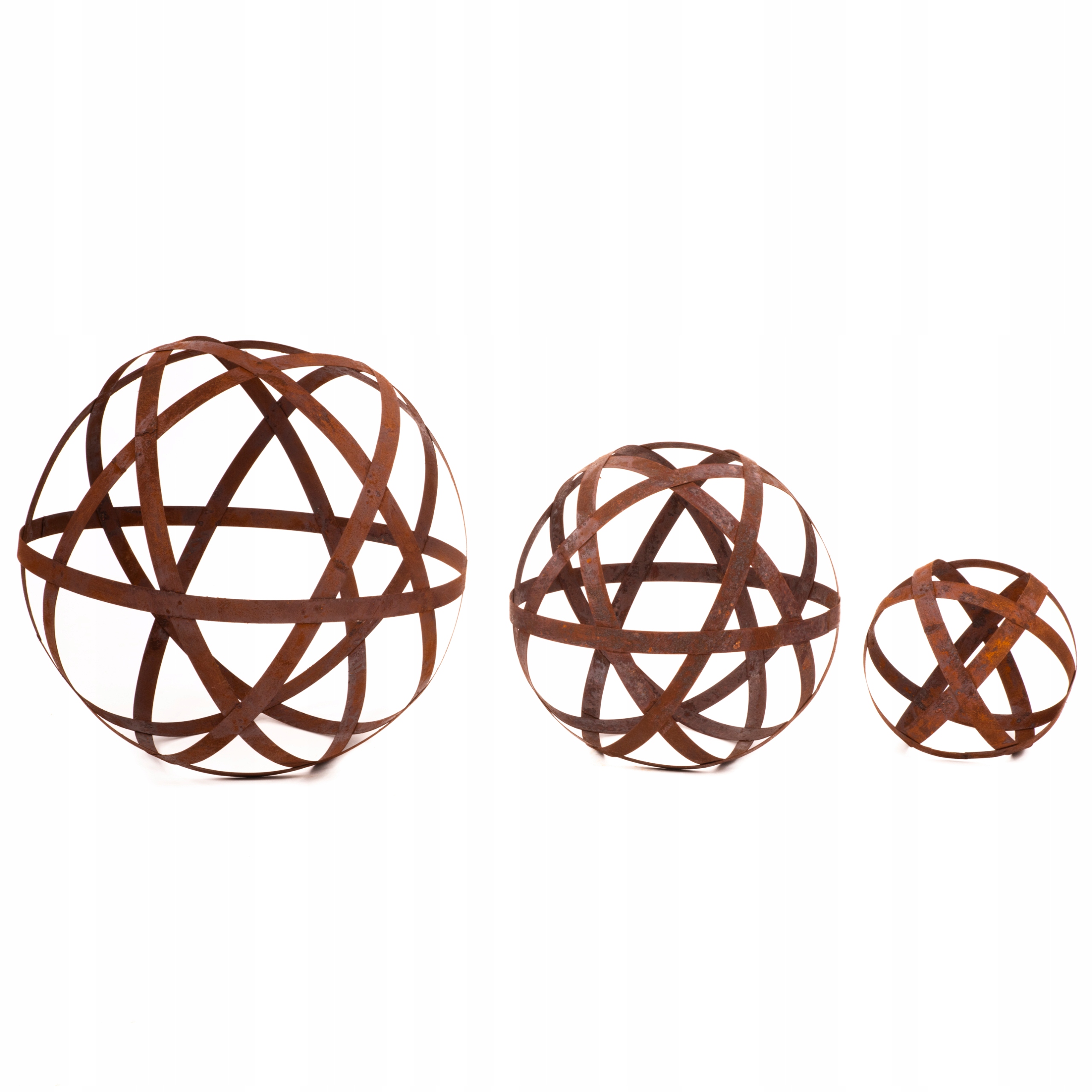 Komplet Rustikální zahradní koule Rdza 40 30 20 cm Sférické koule Corten
