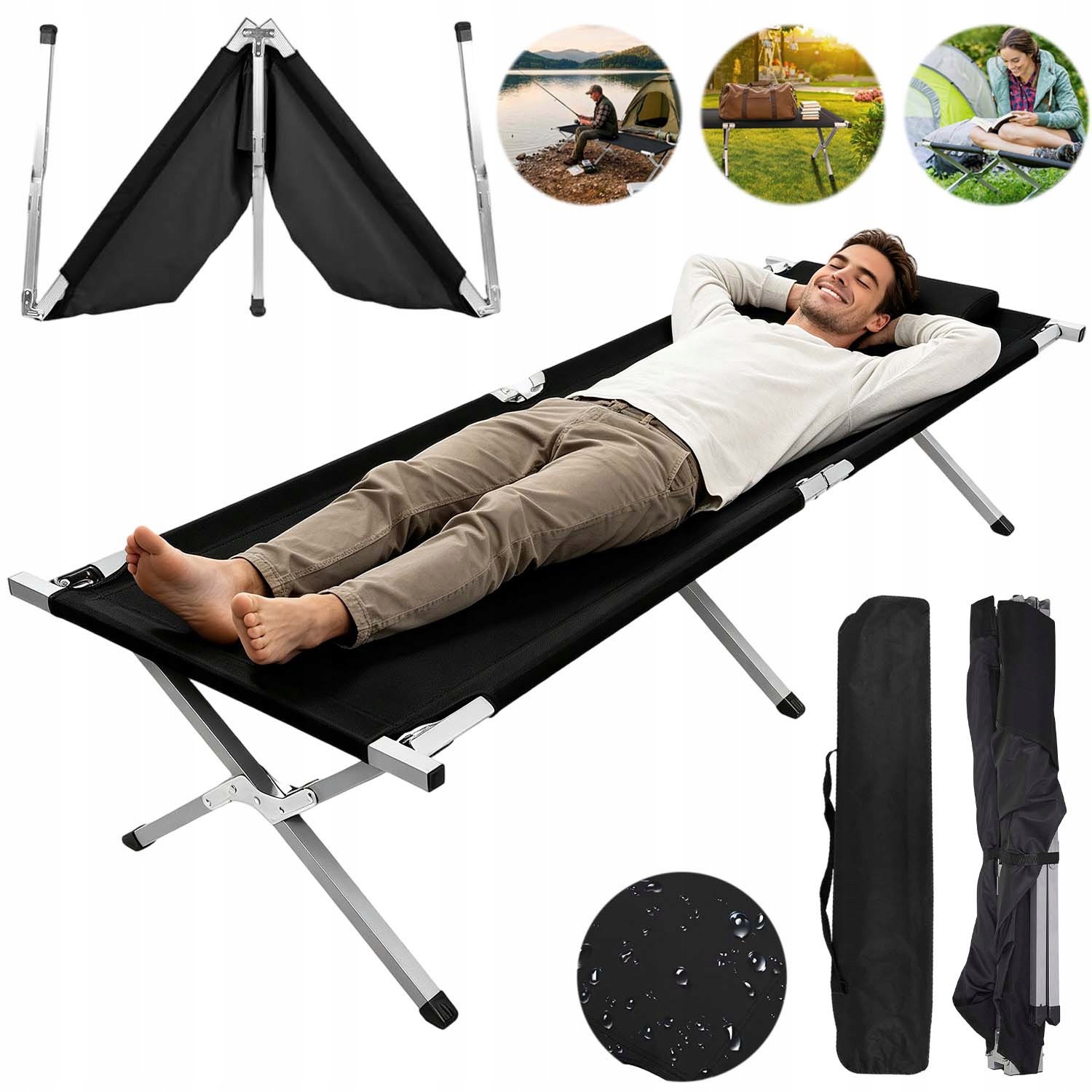 Velká Skládací Polní Turistická Postel 70X189, Silný Nábytek, 130 Kg, Přenosná