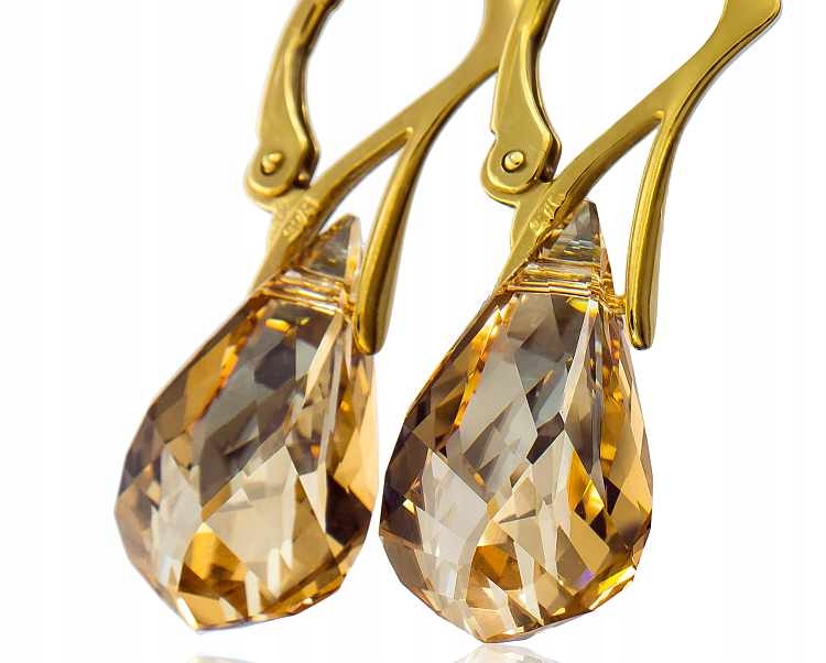 Krystaly Náušnice Golden Zlaté Stříbro Arande