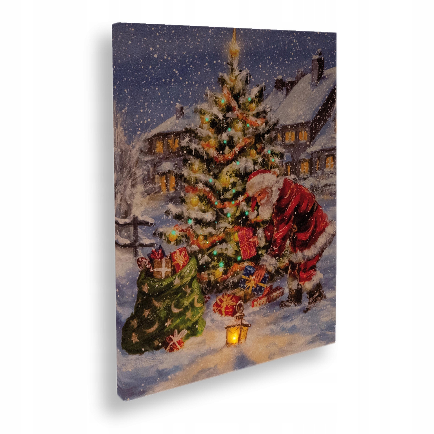 

Obraz świąteczny Led 38x48cm Mikołaj z choinką