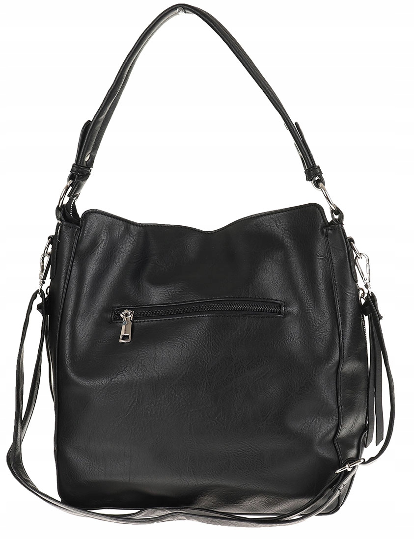 L&H Włoska Torebka Damska worek listonoszka na Ramę 2356 Black Cechy dodatkowe kieszonka na telefon