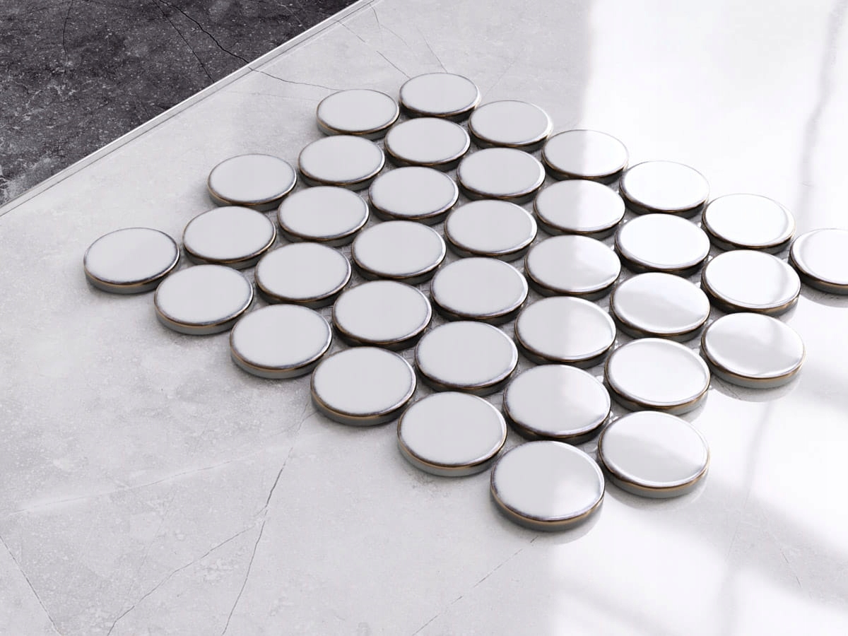 MOZAIKA CERAMICZNA CIRCLE DOTS WHITE Typ mozaika