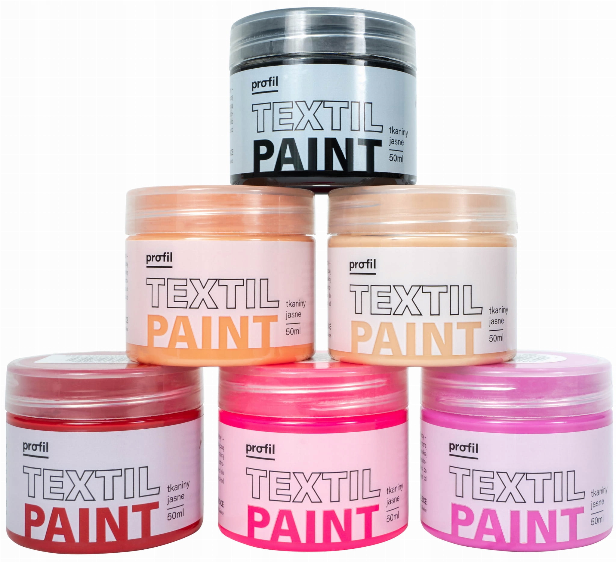 PROFIL Farby do tkanin jasnych 6 kolorów po 50 ml Liczba sztuk 6 szt.